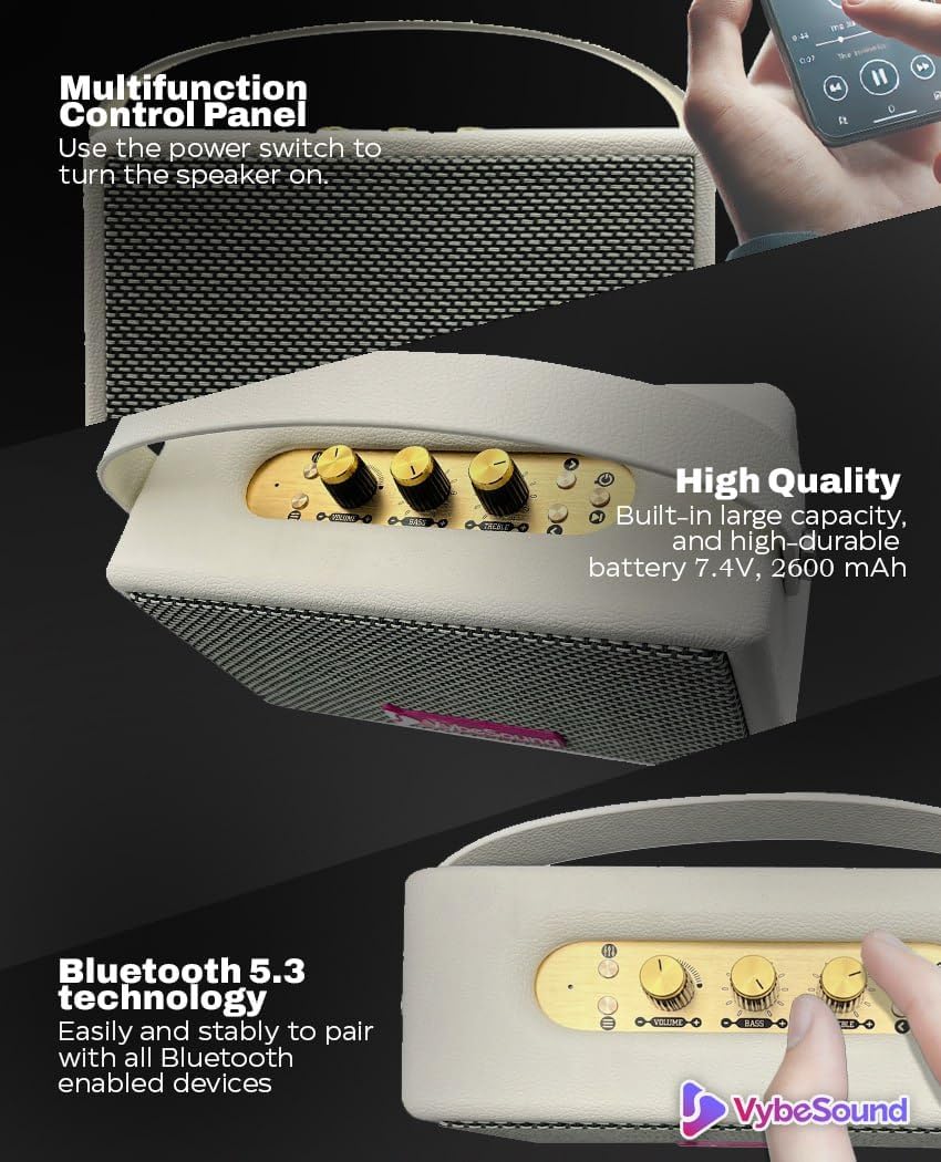 RetroVybe Mini, Portable Bluetooth Speaker Brown