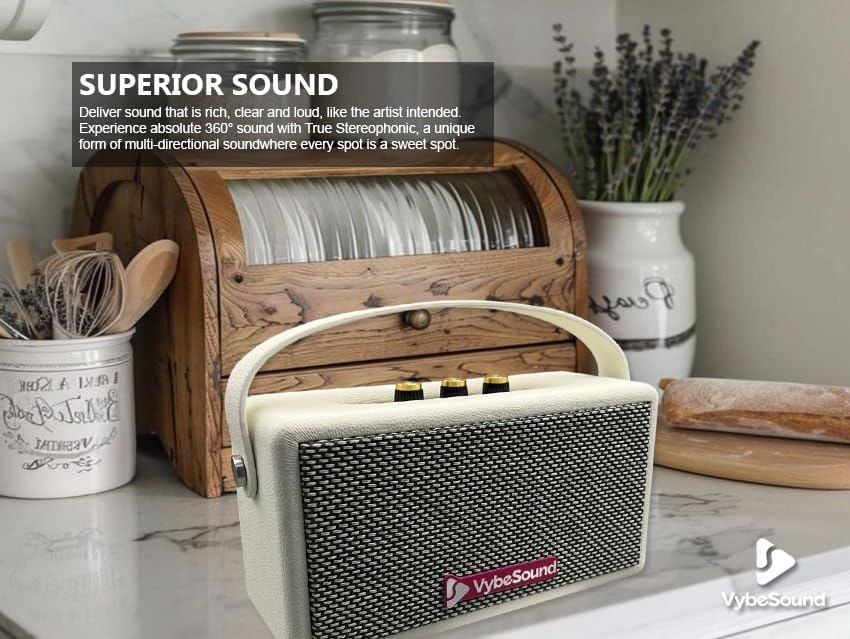 RetroVybe Mini, Portable Bluetooth Speaker Cream