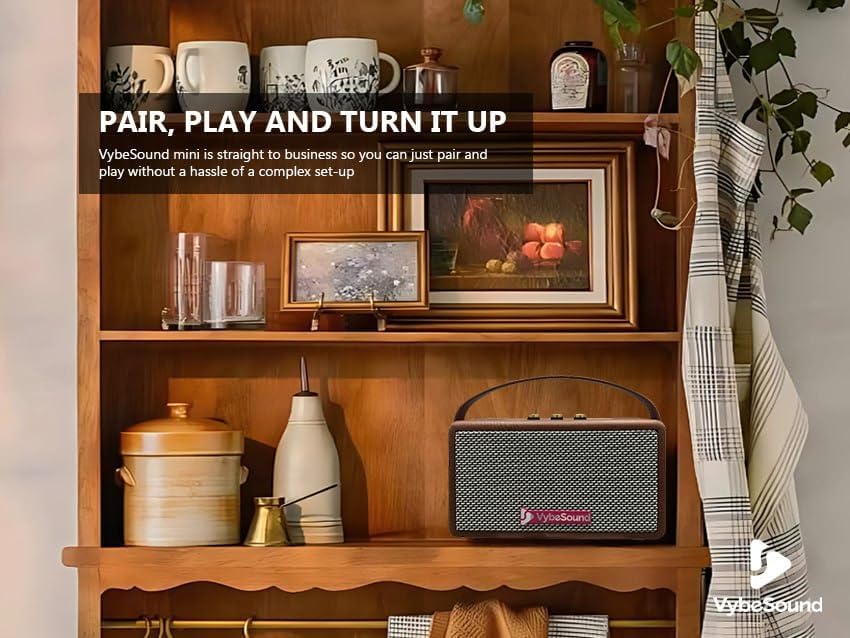 RetroVybe Mini, Portable Bluetooth Speaker Brown