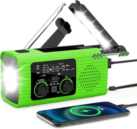 VybeSounds Hand-Crank Radio, Green