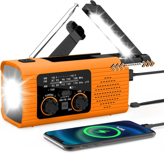 VybeSounds Hand-Crank Radio, Orange