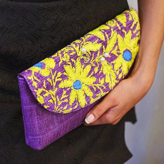 Misenka Embroidered Envelope Clutch