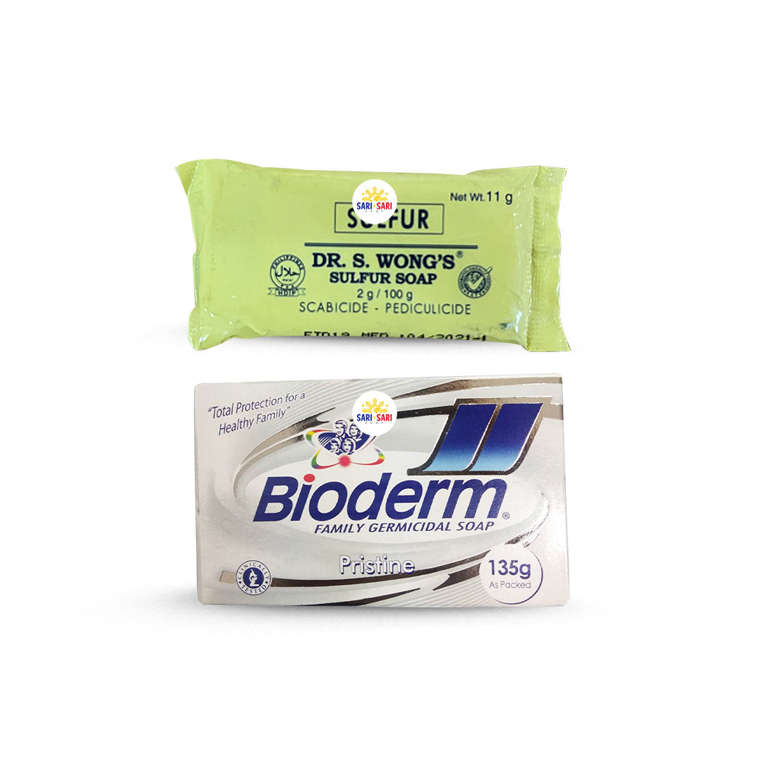 Bioderm Pristine Bath Soap 135g with FREE Dr. S. Wong's Sulfur Soap Scabicide - Pediculicide Mini