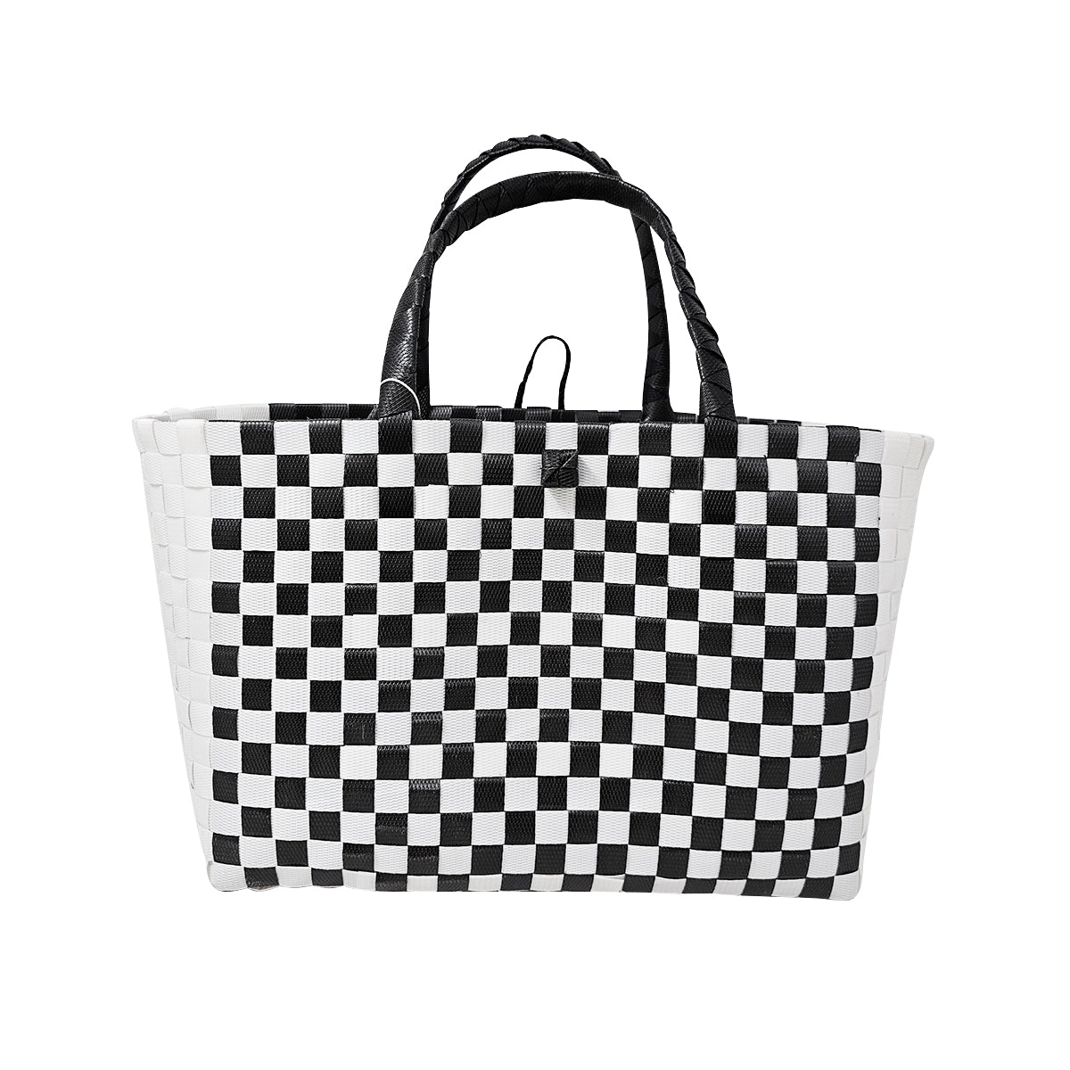 Misenka Handicrafts Philippine Bayong  Pearl White Midnight Black Classic Checkered Bag - SALE 50% OFF