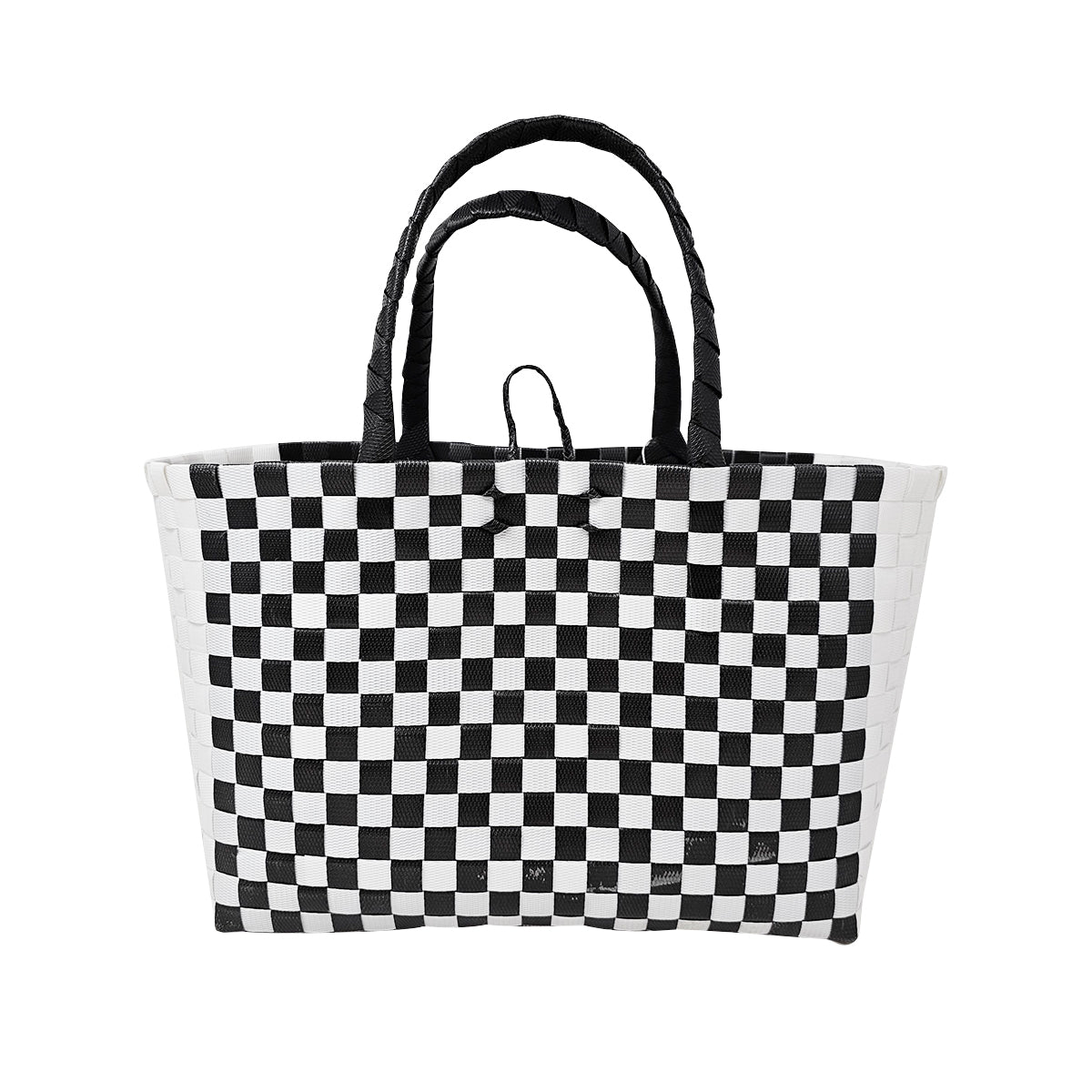 Misenka Handicrafts Philippine Bayong Pearl White Midnight Black Classic Chekered Bag