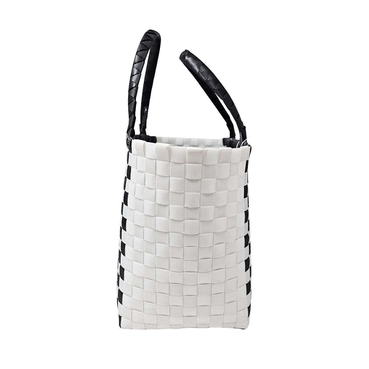 Misenka Handicrafts Philippine Bayong Pearl White Midnight Black Classic Chekered Bag