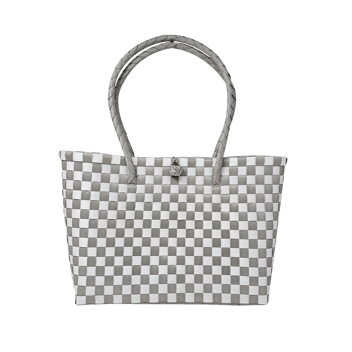 Misenka Handicrafts Philippine Bayong Pearl White Slate Gray Classic Chekered Bag - SALE 50% OFF