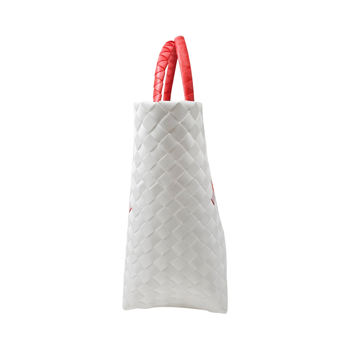 Misenka Handicrafts Philippine Bayong Pearl White Coral Red Classic Two Tone Bag - SALE 50% OFF