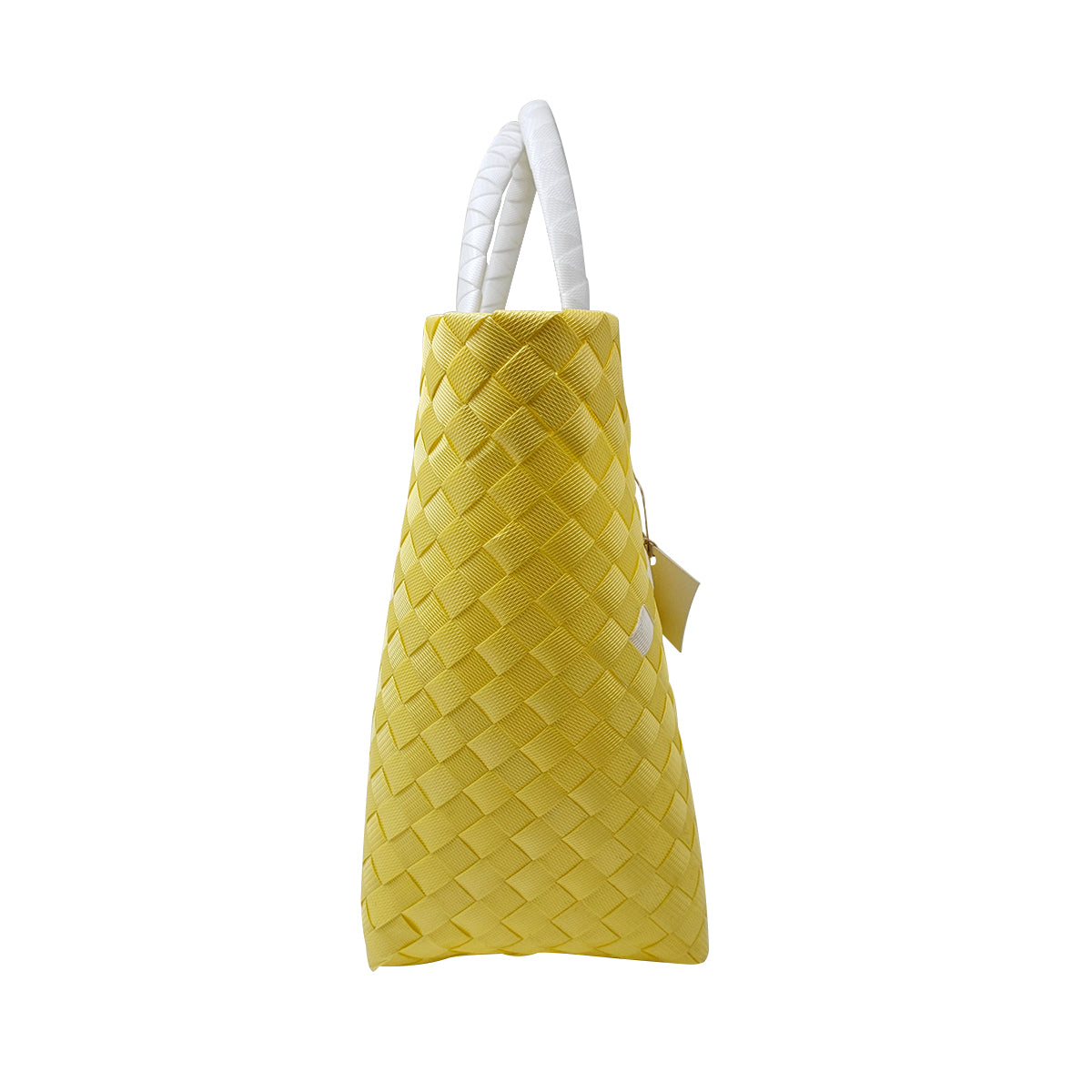 Misenka Handicrafts Philippine Bayong Sunshine Yellow Pearl White Classic Two Tone Bag