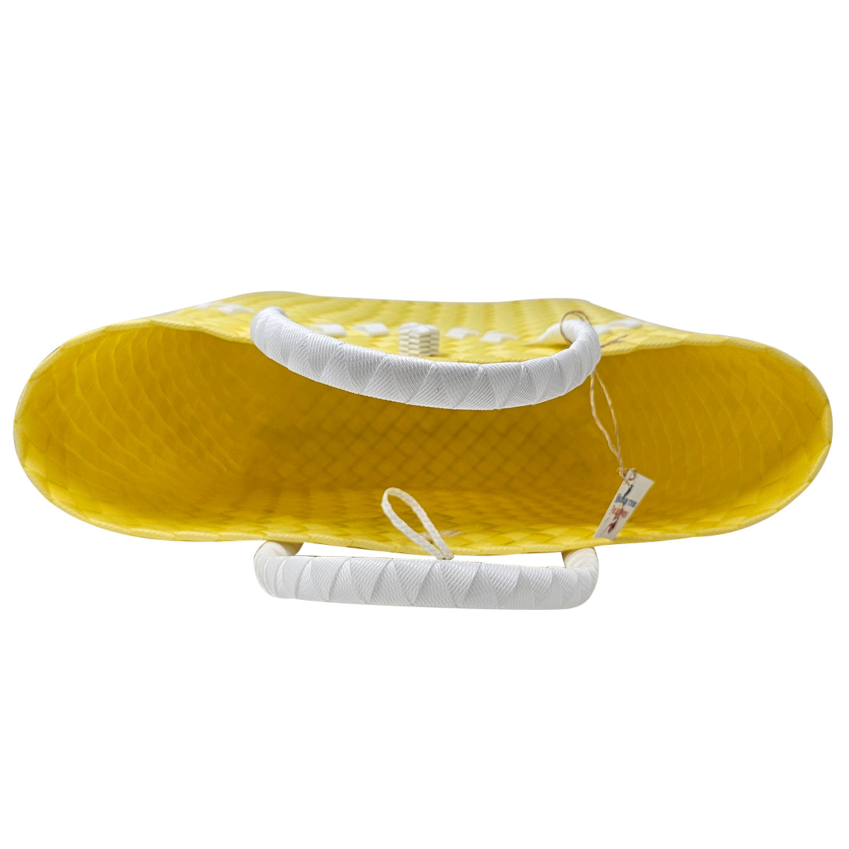 Misenka Handicrafts Philippine Bayong Sunshine Yellow Pearl White Classic Two Tone Bag