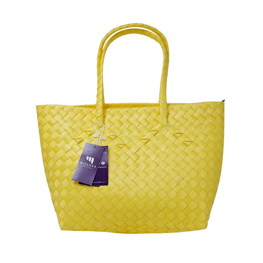 Misenka Handicrafts Philippine Bayong Sunshine Yellow Classic with Zipper Bag - SALE 50% OFF