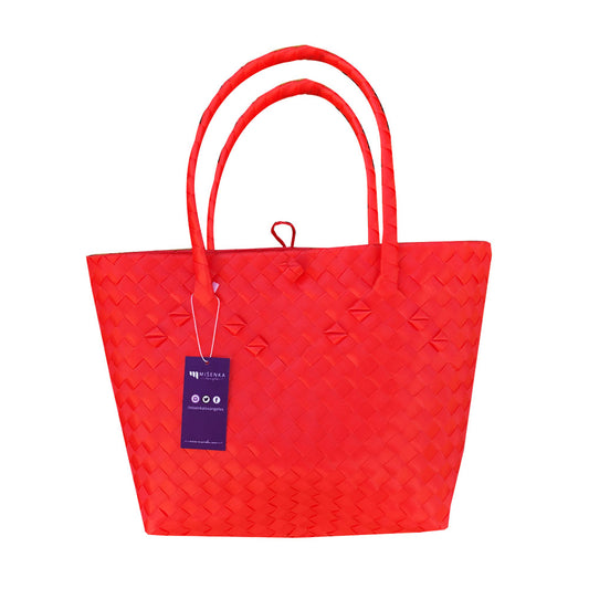 Misenka Handicrafts Philippine Bayong Coral Red Classic Bag - SALE 50% OFF