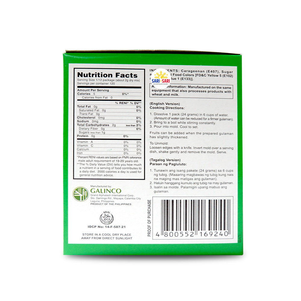 Mr Wow Gulaman Jelly Powder Mix Green 10x24g Sachet