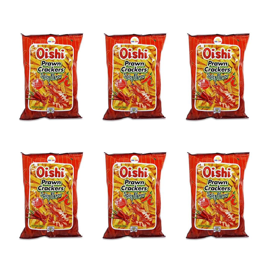 Oishi Prawn Crackers 90g, Pack of 6 – Crunchy Savory Snack