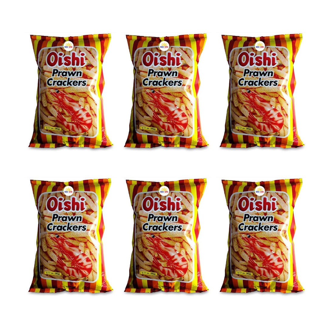 Oishi Prawn Crackers 90g, Pack of 6 – Crunchy Savory Snack