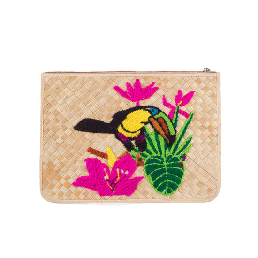 Misenka Embroidered Print Clutch
