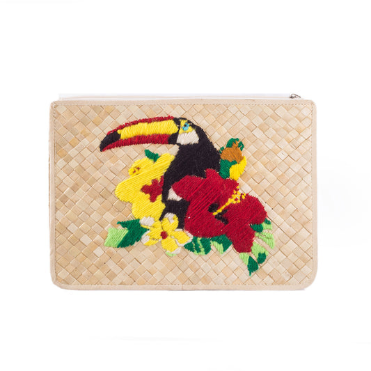 Misenka Embroidered Print Clutch