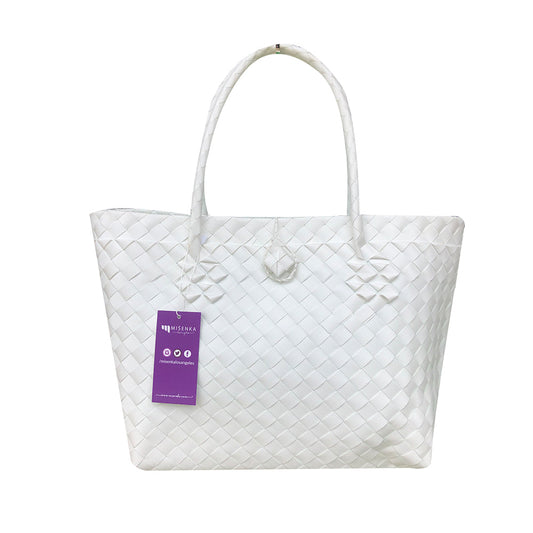Misenka Handicrafts Philippine Bayong Cream White Carry All Bag - SALE 50% OFF