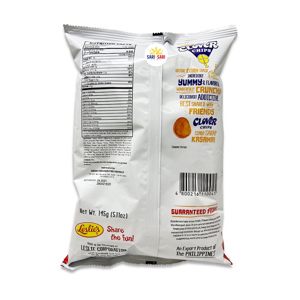 Leslie Clover Chips Cheese Flavor 145g - Shop Sari Sari