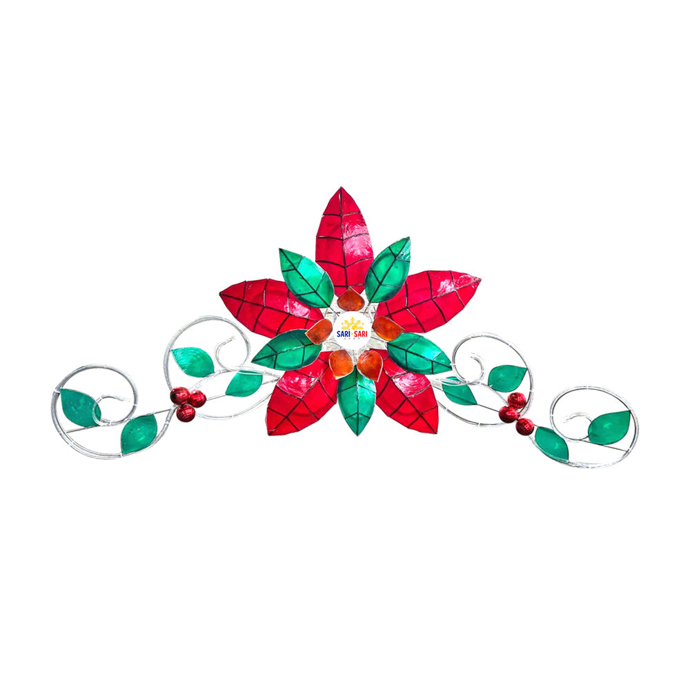 Misenka Feliz Navidad Lantern Parol na Capiz Poinsettia with Tail