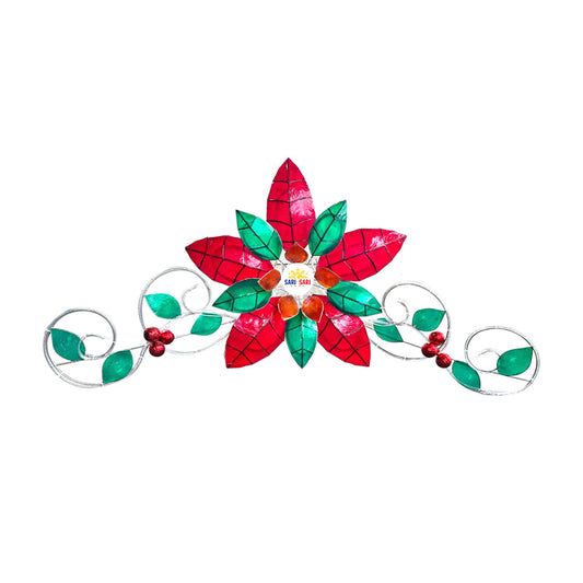 Misenka Feliz Navidad Lantern Parol na Capiz Poinsettia with Tail, SALE 50% OFF