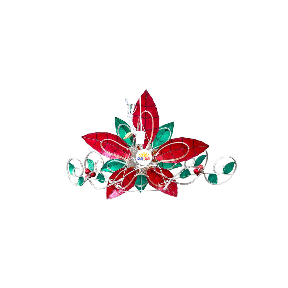 Misenka Feliz Navidad Lantern Parol na Capiz Poinsettia with Tail