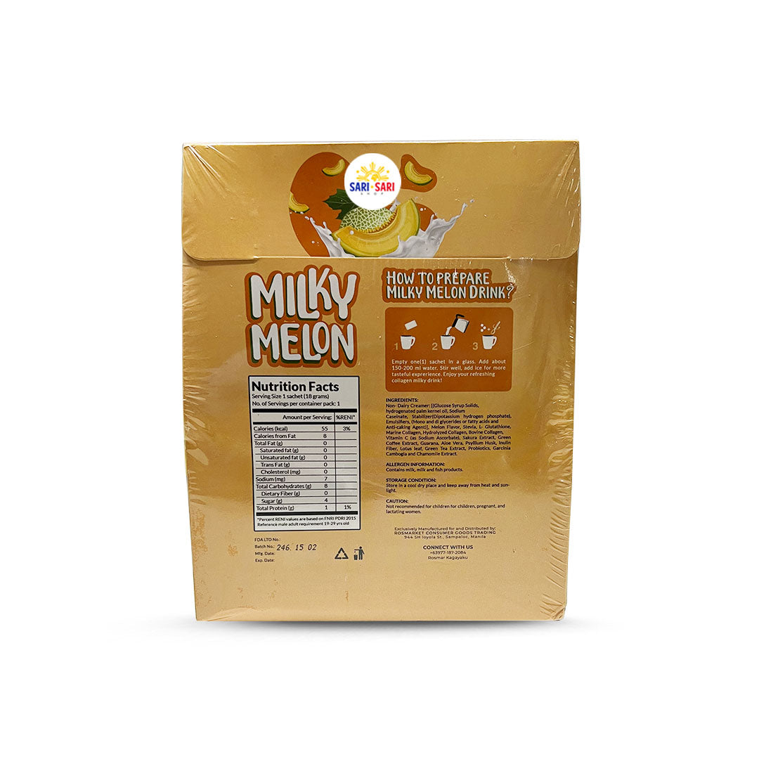 Rosmar Kagayaku Milky Melon Gluta Collagen Drink with Vitamin C 10 Sachet
