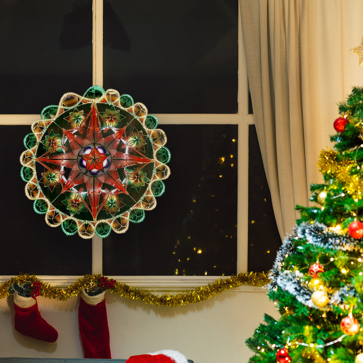 Misenka Capiz Christmas Lantern B8, 24 inches