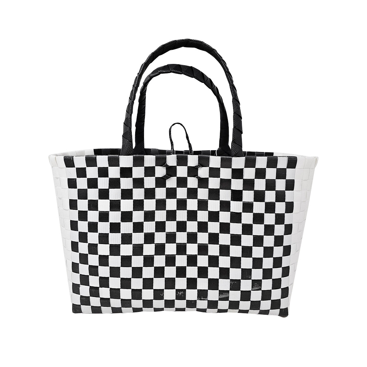 Misenka Handicrafts Philippine Bayong  Pearl White Midnight Black Classic Checkered Bag - SALE 50% OFF
