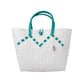 Misenka Handicrafts Philippine Bayong Pearl White Mint Green Classic Two Tone Bag - SALE 50% OFF