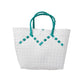 Misenka Handicrafts Philippine Bayong Pearl White Mint Green Classic Two Tone Bag