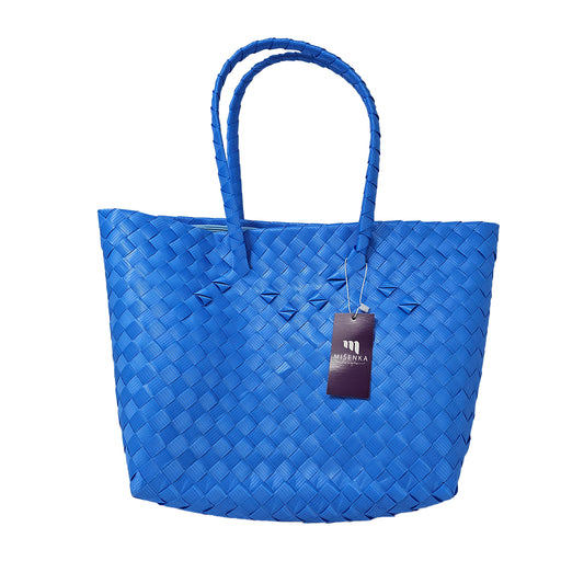 Misenka Handicrafts Philippine Bayong Azure Blue Classic with Zipper Bag