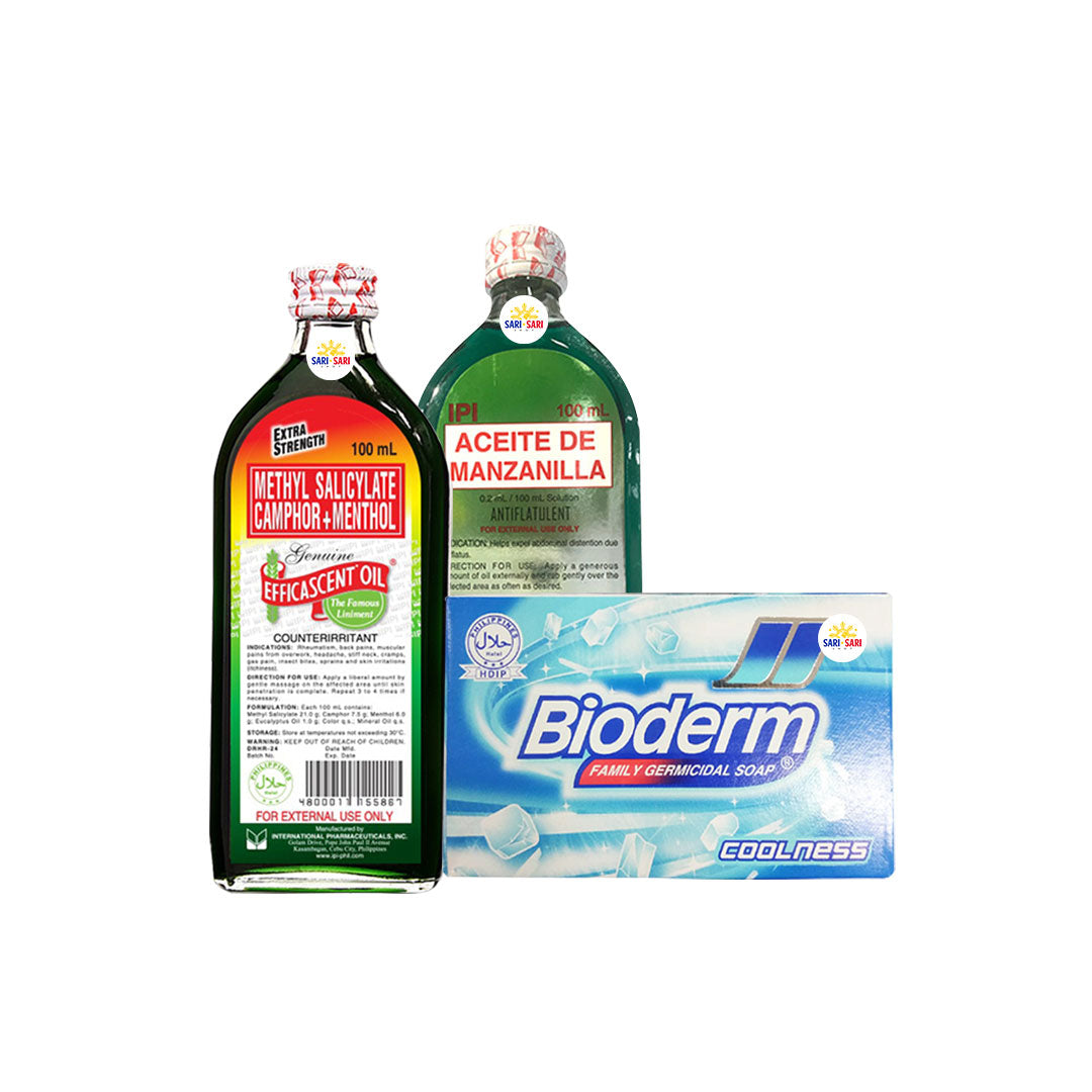 SHOPSARISARI Bundle PROMO Efficascent Extra 100ml  + Aceite De Manzanilla 100ml + Bioderm Coolness Soap 135g