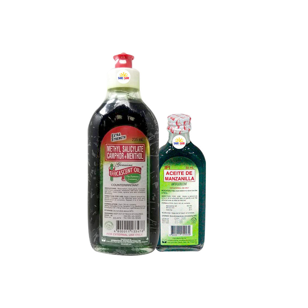 SHOPSARISARI Bundle PROMO Efficascent Extra Strength Oil 235ml + Aceite De Manzanilla 50ml