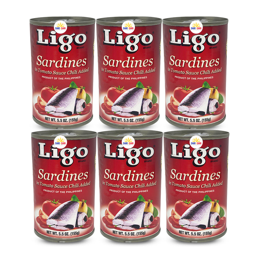 Ligo Sardines in Tomato Sauce with Chili 155g, Pack of 6