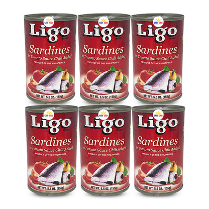 Ligo Sardines 155g, Pack of 6