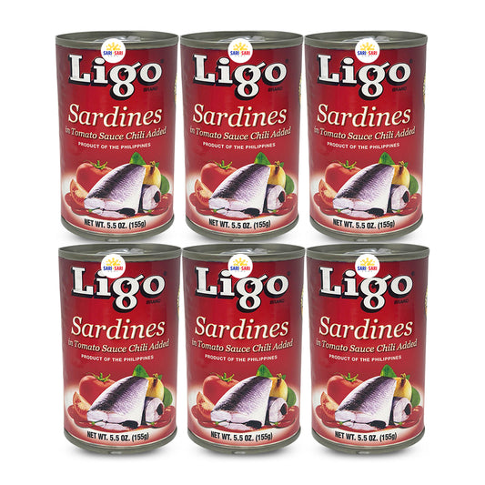 Ligo Sardines in Tomato Sauce with Chili 155g, Pack of 6