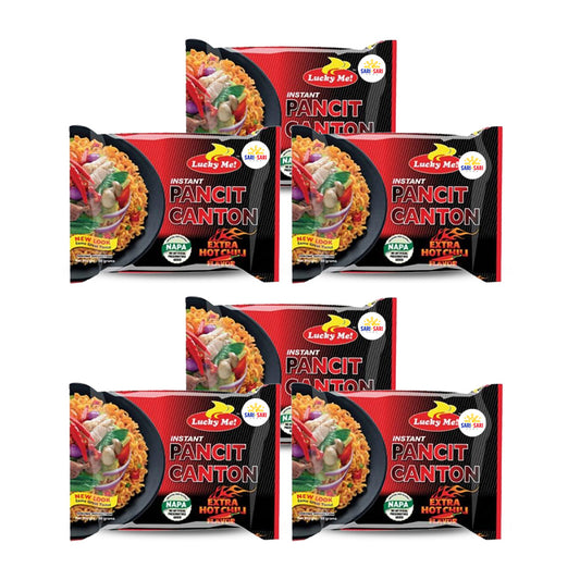 Lucky Me Pancit Canton Hot & Chili 65g, Pack of 6