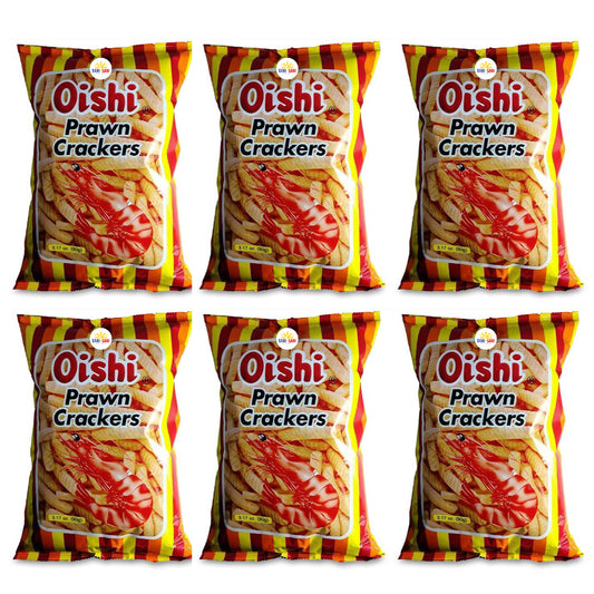 Oishi Prawn Crackers 90g, Pack of 6 – Crunchy Savory Snack