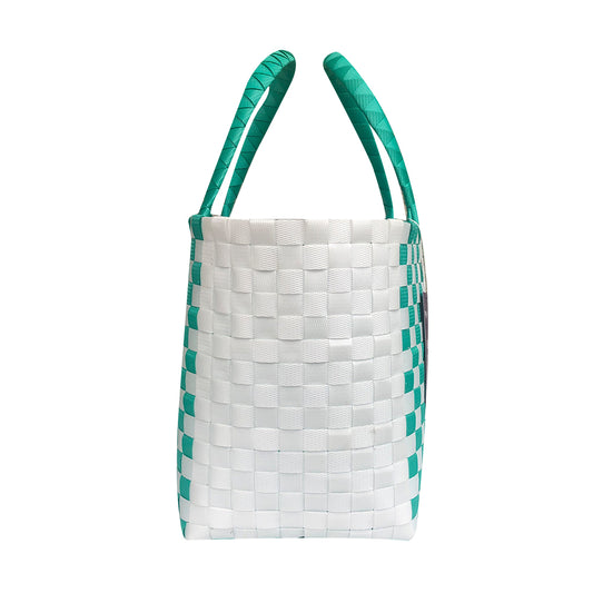 Misenka Handicrafts Philippine Bayong Pearl White / Mint Green Classic Checkered Bag - SALE 50% OFF