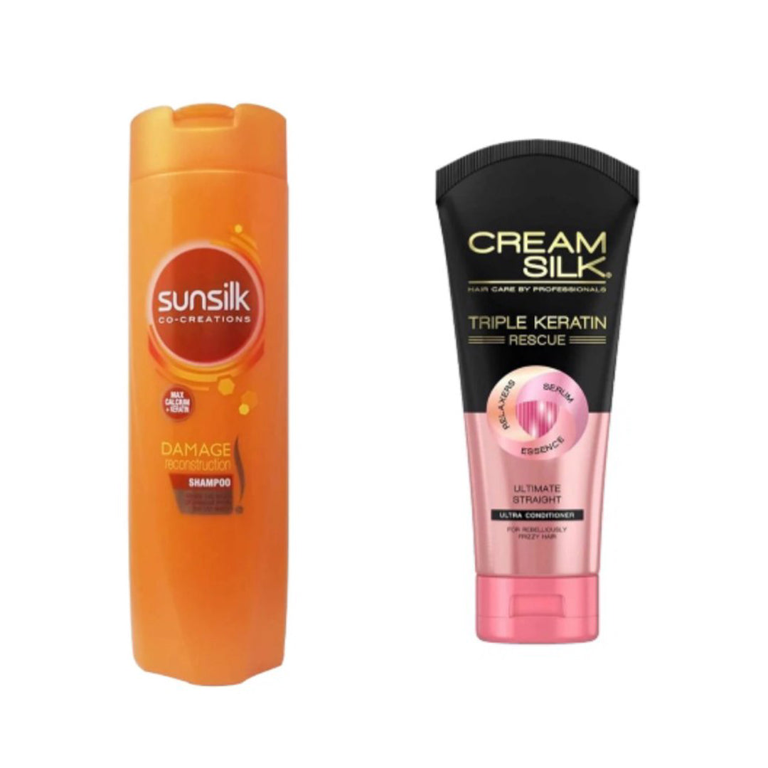 Sunsilk Shampoo 180ml. & Creamsilk Conditioner Tri Keratin 170ml. Bundle