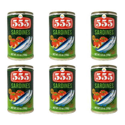 555 Sardines in Tomato Sauce, 155g - Pack of 6