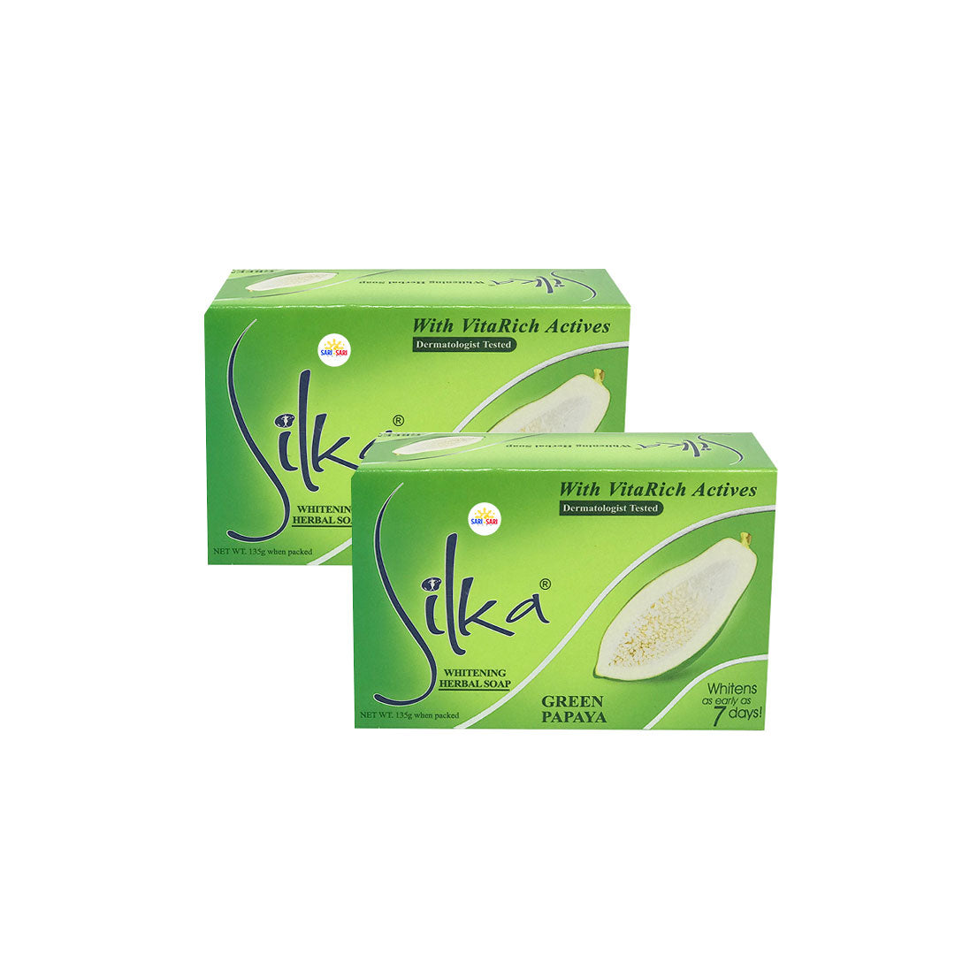 Silka Green Papaya Whitening Herbal Soap 135g, Pack of 2
