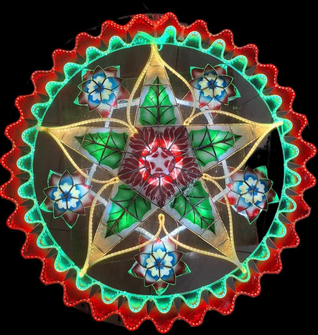 Misenka Capiz Christmas Lantern with LED Lights 30 Inches – Traditional Holiday Décor, Handcrafted Parol Ornament for Indoor & Outdoor Use