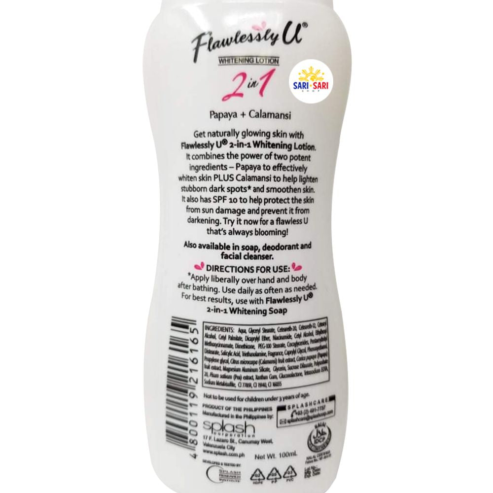 Flawlessly U Whitening Lotion Papaya + Calamansi 2in1 100ml