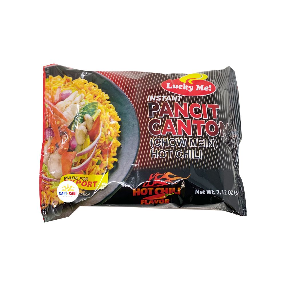 BUNDLE Lucky Me Instant Pancit Canton Hot Chili 65g, Pack of 6