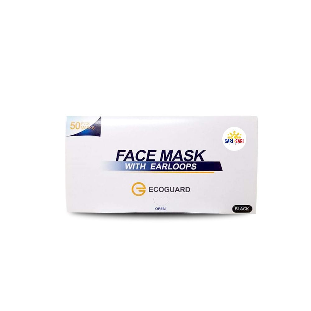Eco Guard Face Mask with Earloops (Black) 50pcs per pack